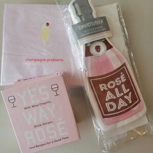 Rosé All Day Trio ~ David Tutera & Champagne Problems Napkins Charms & Recipies